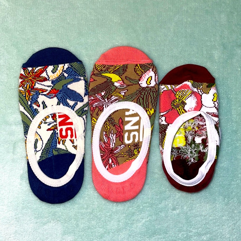 NEW Vans No Show Floral Socks 3pk